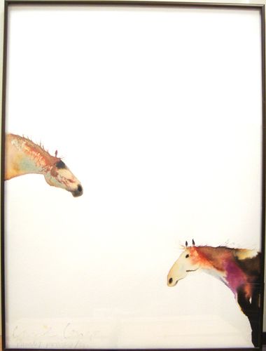 水墨画　Carol Grigg キャロルグリッグ　PAINTED　PONY　額縁 Painted Ponies in Lake Oswego, OR