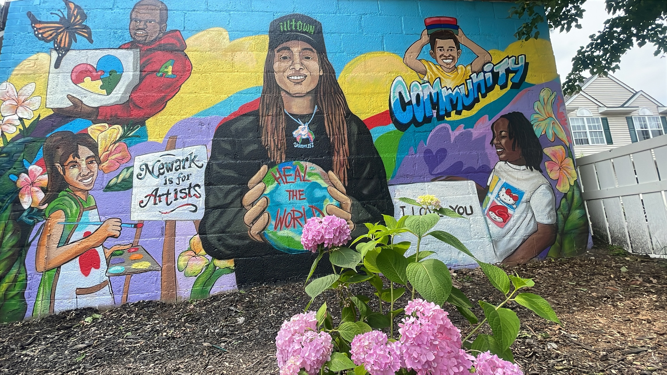 絵画 autismart Unicorn151 “Heal The World” Mural for in Newark, NJ