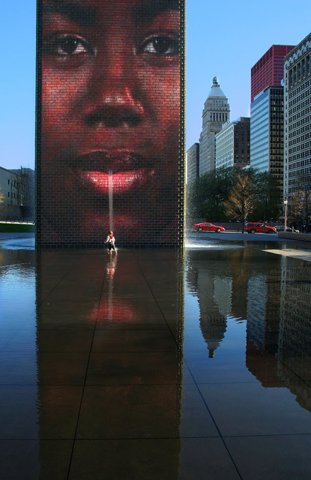 The Crown Fountain in Chicago, IL